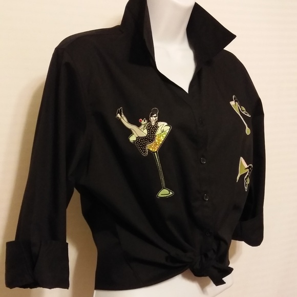 LAS OLAS Tops - MARTINI GIRL BUTTON DOWN BLOUSE